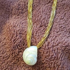Gold Multistrand Shell Pendant Necklace